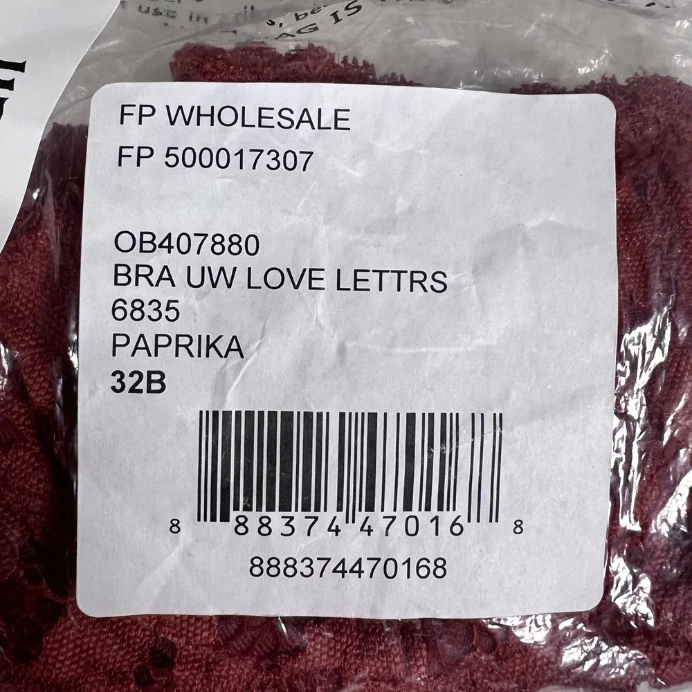 Free People Women's Love Letters Lace Bandeau‎ Bra Paprika Red 32B OB407880 NWT